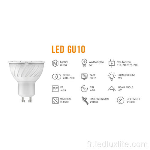 5w 7w GU5.3 GU10 lampe à LED tasse